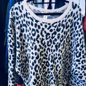 Jessica Simpson Black and White Animal Print Sweater